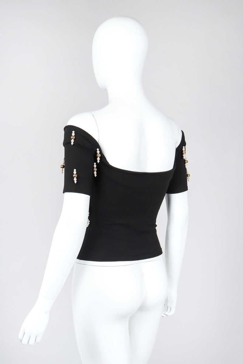 Recess Los Angeles Vintage Complice Off-The-Shoulder Pearl Explosion Stretch Tee Top 
