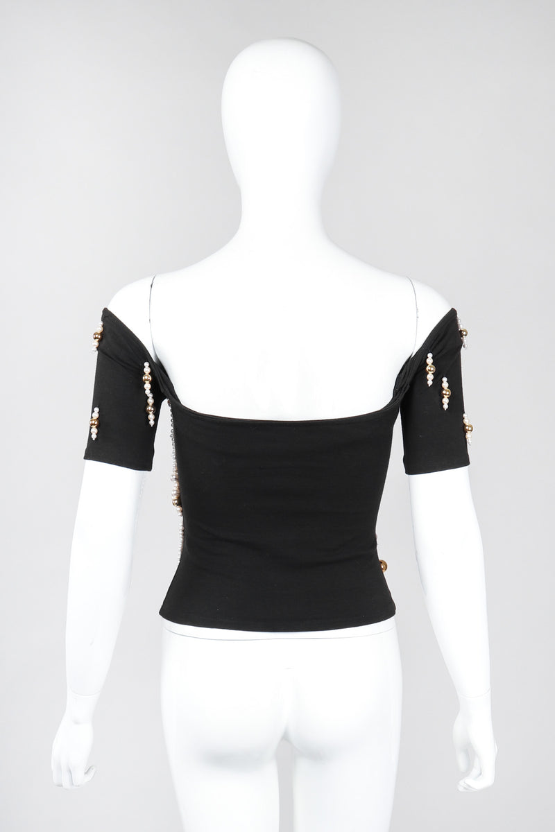 Recess Los Angeles Vintage Complice Off-The-Shoulder Pearl Explosion Stretch Tee Top 