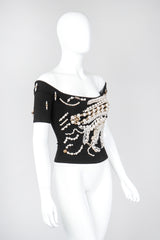 Recess Los Angeles Vintage Complice Off-The-Shoulder Pearl Explosion Stretch Tee Top 