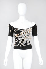 Recess Los Angeles Vintage Complice Off-The-Shoulder Pearl Explosion Stretch Tee Top 