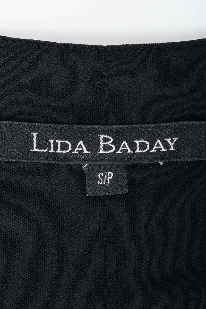 Vintage Lida Baday Crepe Chained Plunge Gown label on fabric