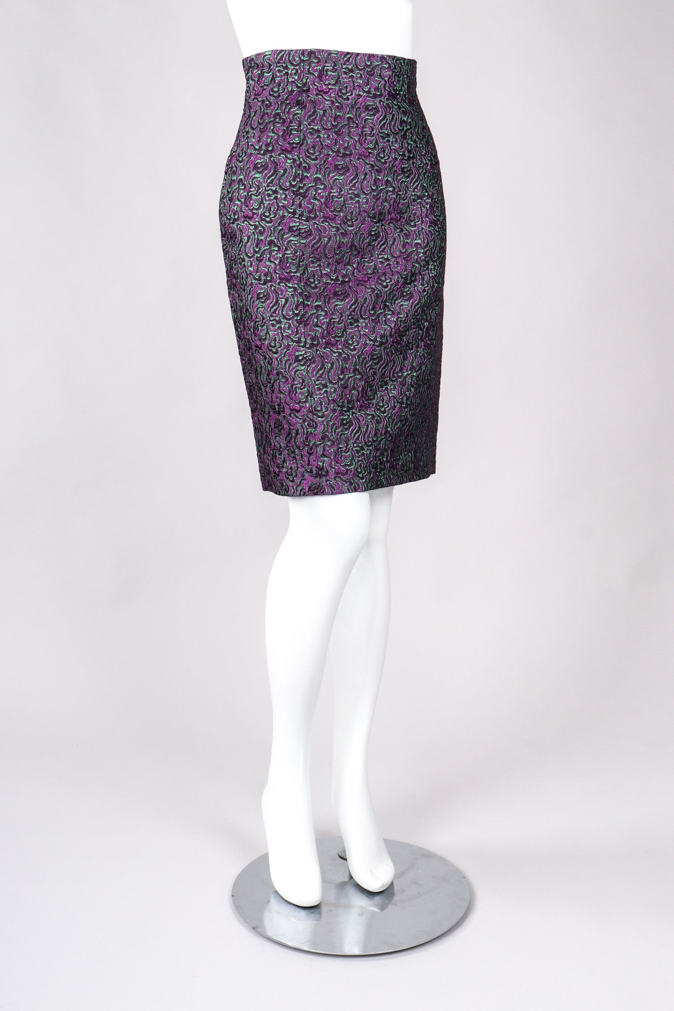 Recess Los Angeles Vintage Lilian Fell Metallic Lamé Paisley Peplum Jacket & Skirt Set