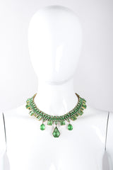 Recess Los Angeles Vintage Designer Lilien Czech Green Rhinestone Glass Collar Necklace