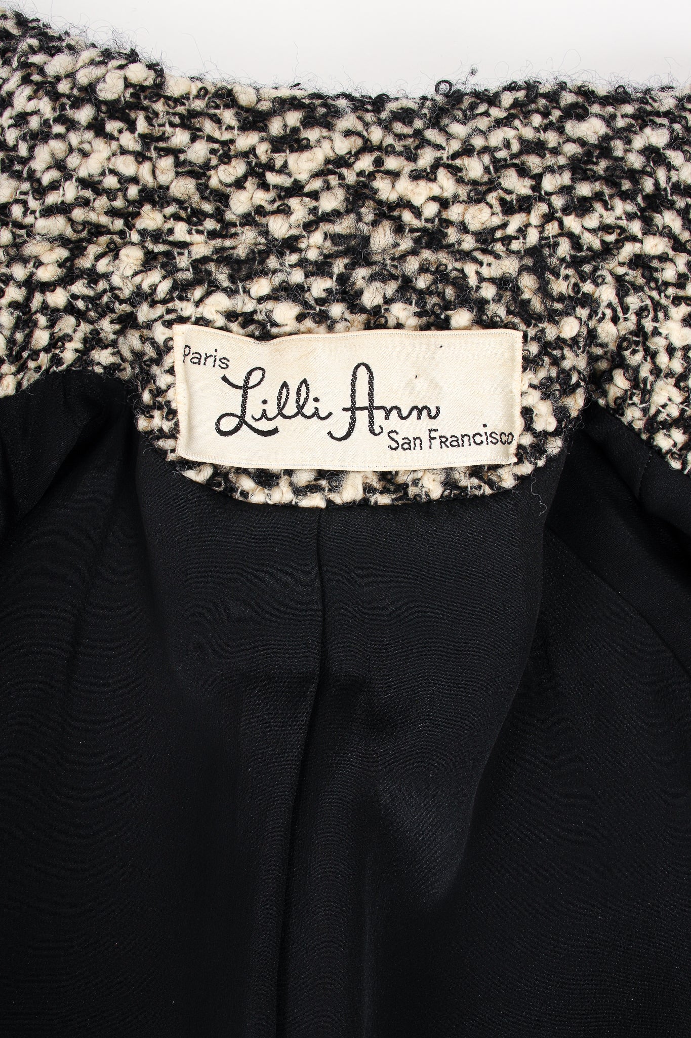 Vintage Lilli Ann Bouclé Trim Bow Jacket label at Recess Los Angeles