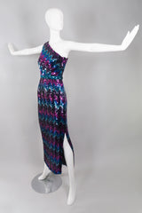 Lilli Diamond Vintage Chevron Sequin One-Shoulder Dress