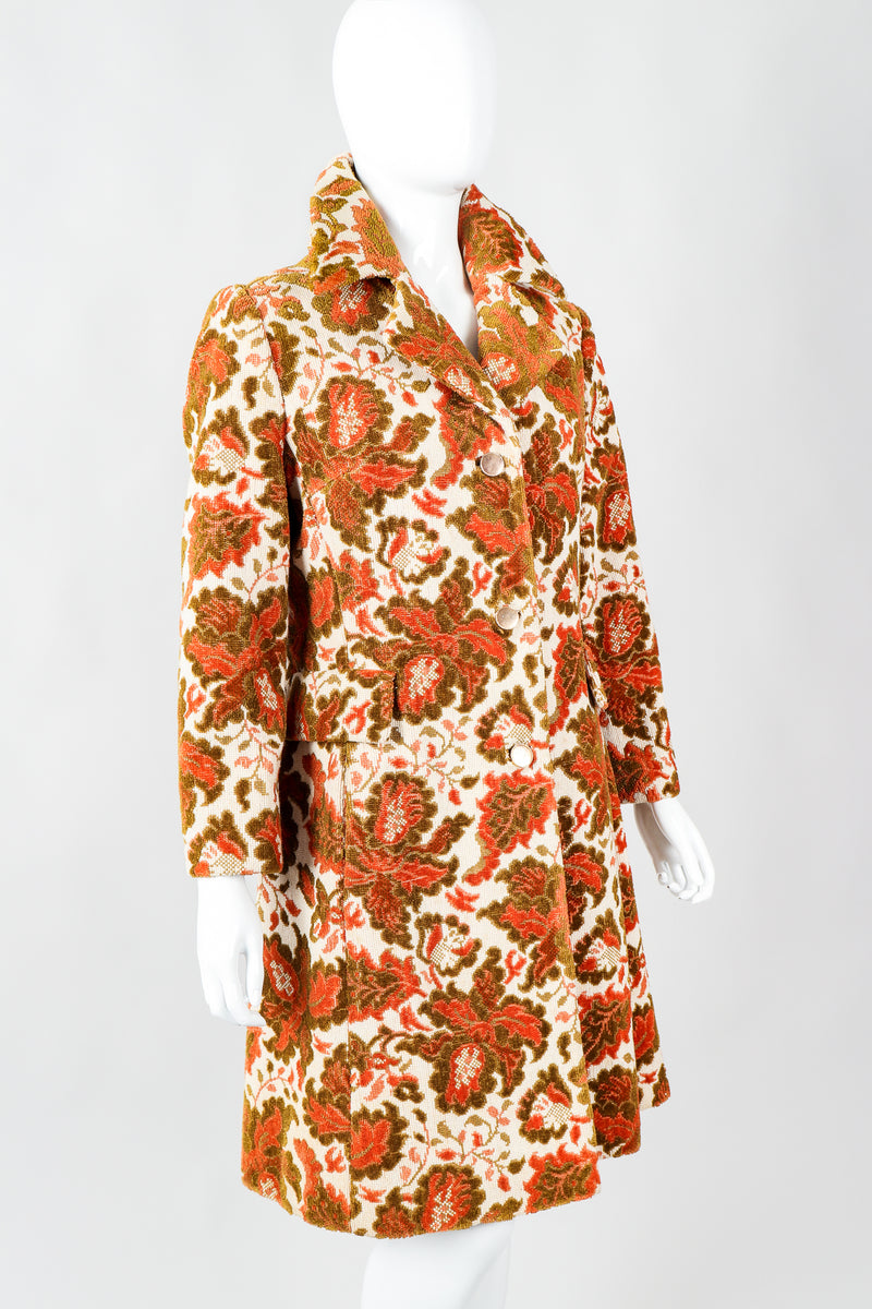 Vintage Lilli Ann Floral Chenille Carpet Coat on Mannequin Cropped, at Recess Los Angeles