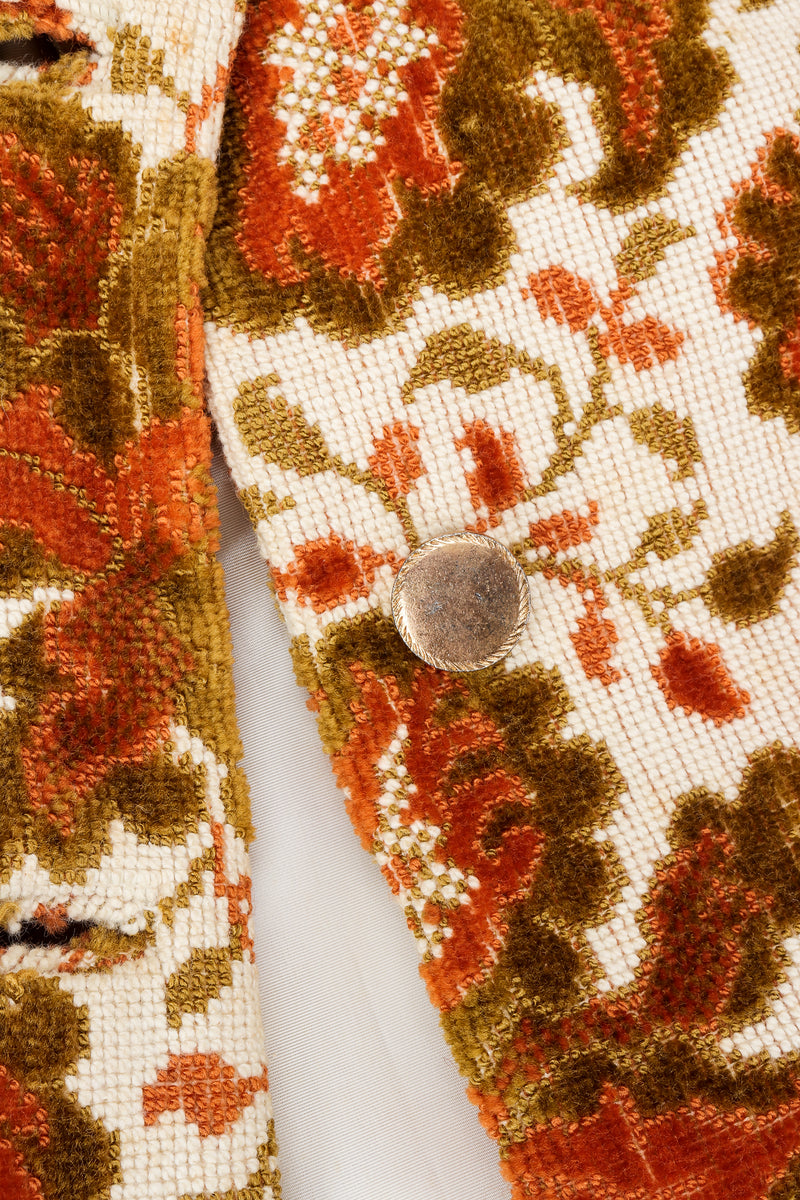 Vintage Lilli Ann Floral Chenille Carpet Coat Button Detail
