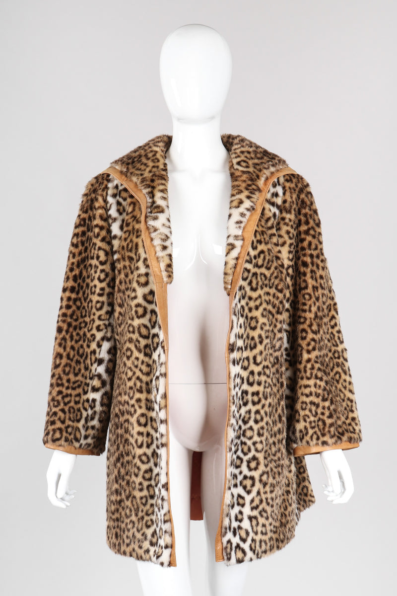 Recess Los Angeles Vintage London Leathers by Lilli Ann Faux Cheetah Fur Wrap Coat