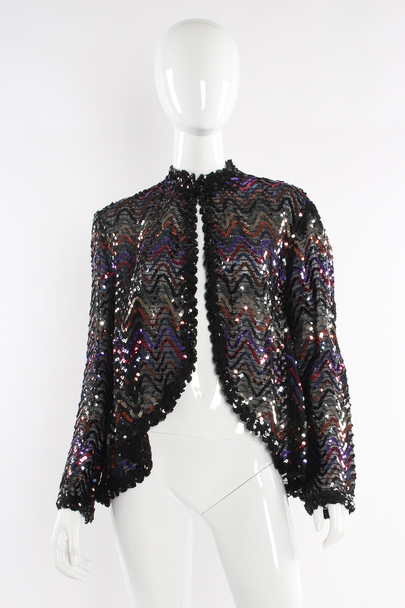 Vintage Lilli Diamond Swirl Sequin Sheer Jacket mannequin front @ Recess LA