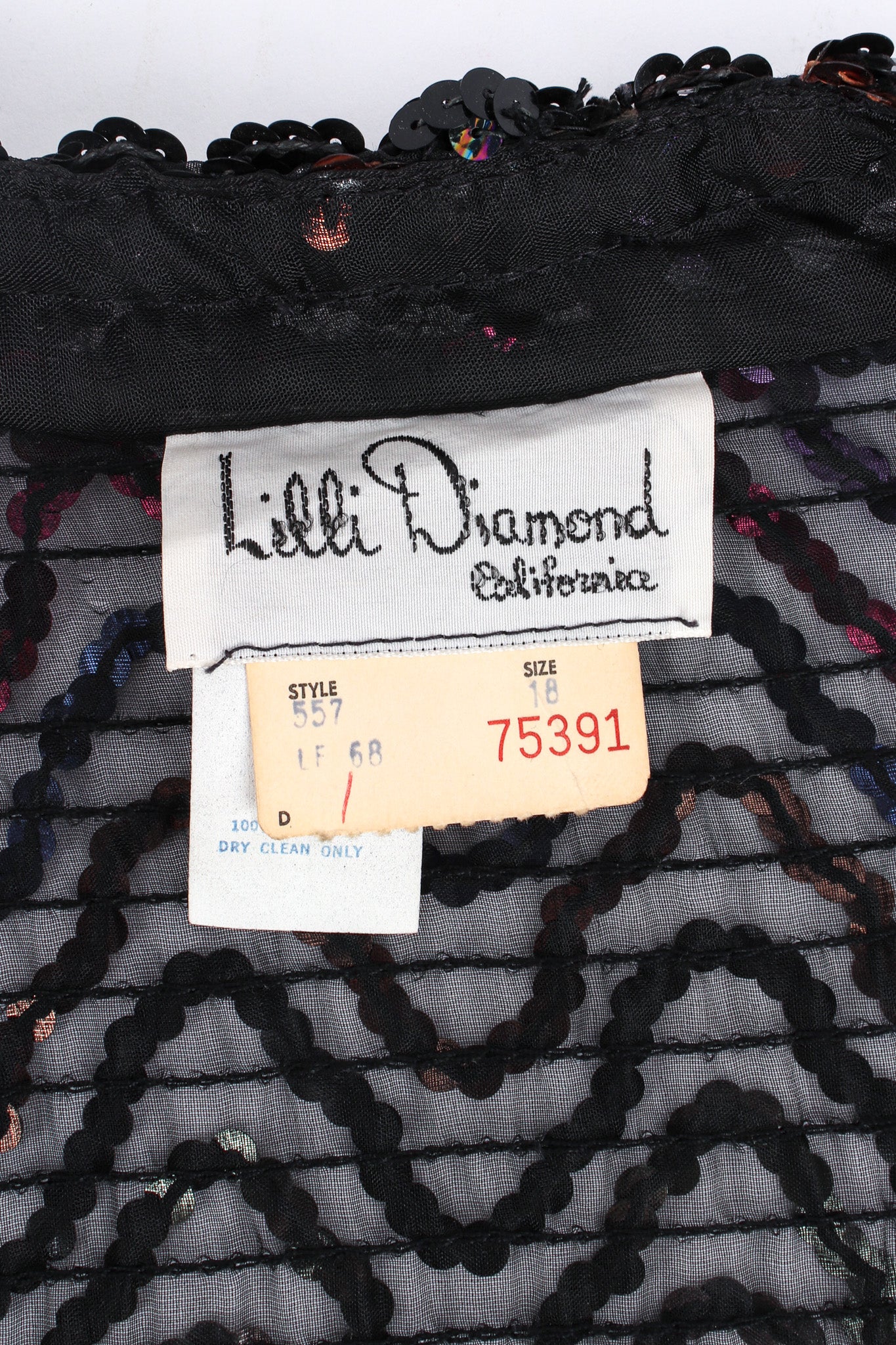 Vintage Lilli Diamond Swirl Sequin Sheer Jacket tag @ Recess LA