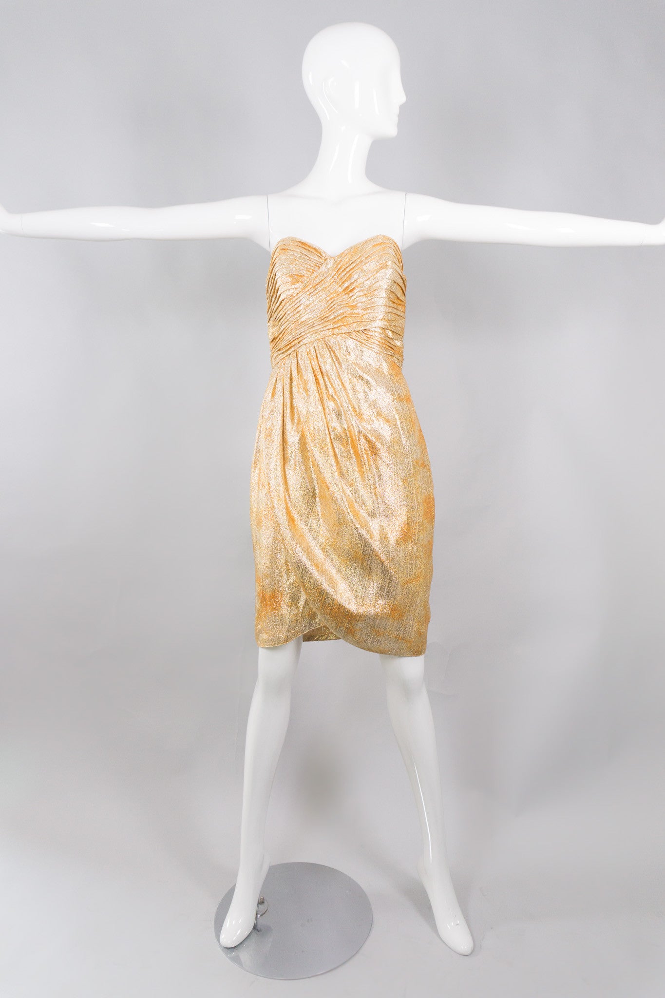 Lillie Rubin Gold Lamé Strapless Sweetheart Dress