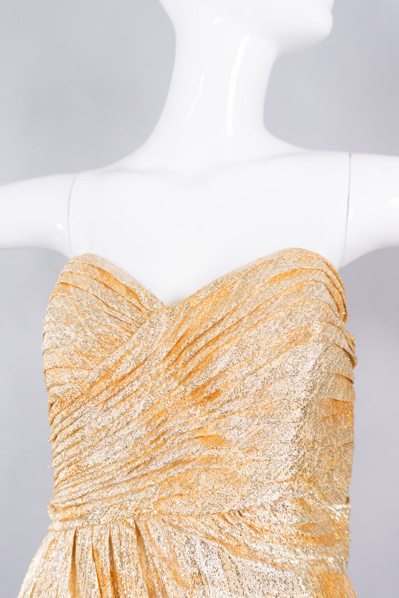 Lillie Rubin Gold Lamé Strapless Sweetheart Dress