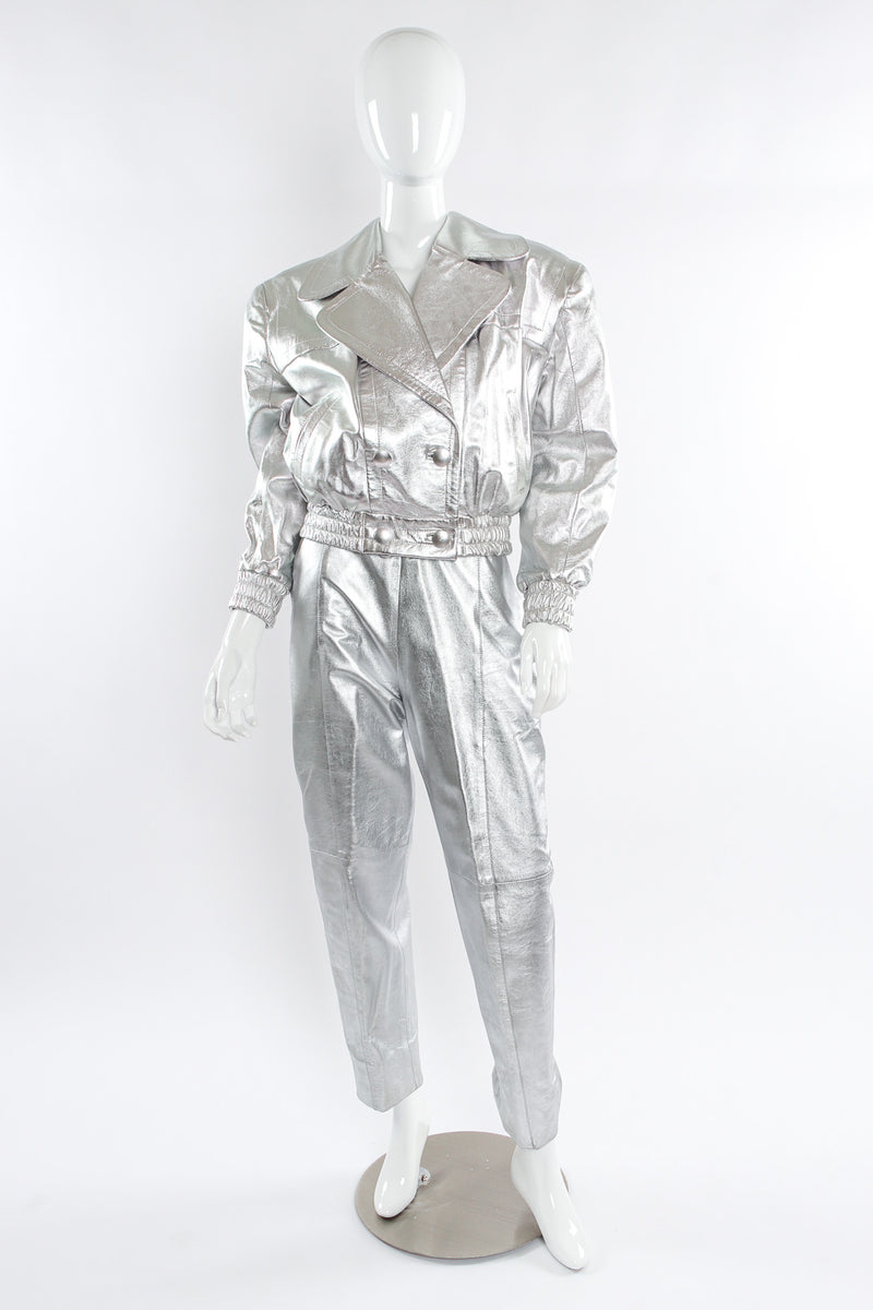 Vintage Lillie Rubin Leather Bomber Jacket & Pant Set mannequin front @ Recess LA