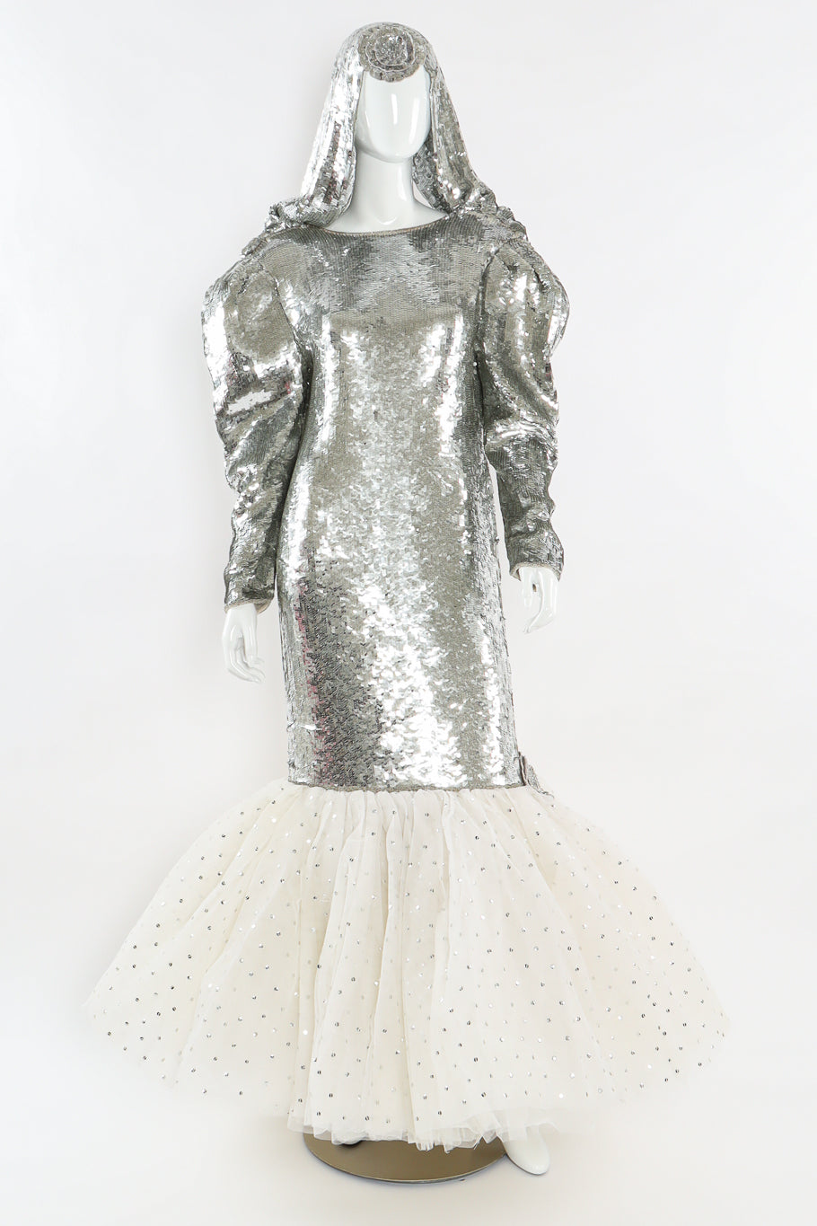 Vintage Lillie Rubin Sequin Tulle Mermaid Gown mannequin front @ Recess LA