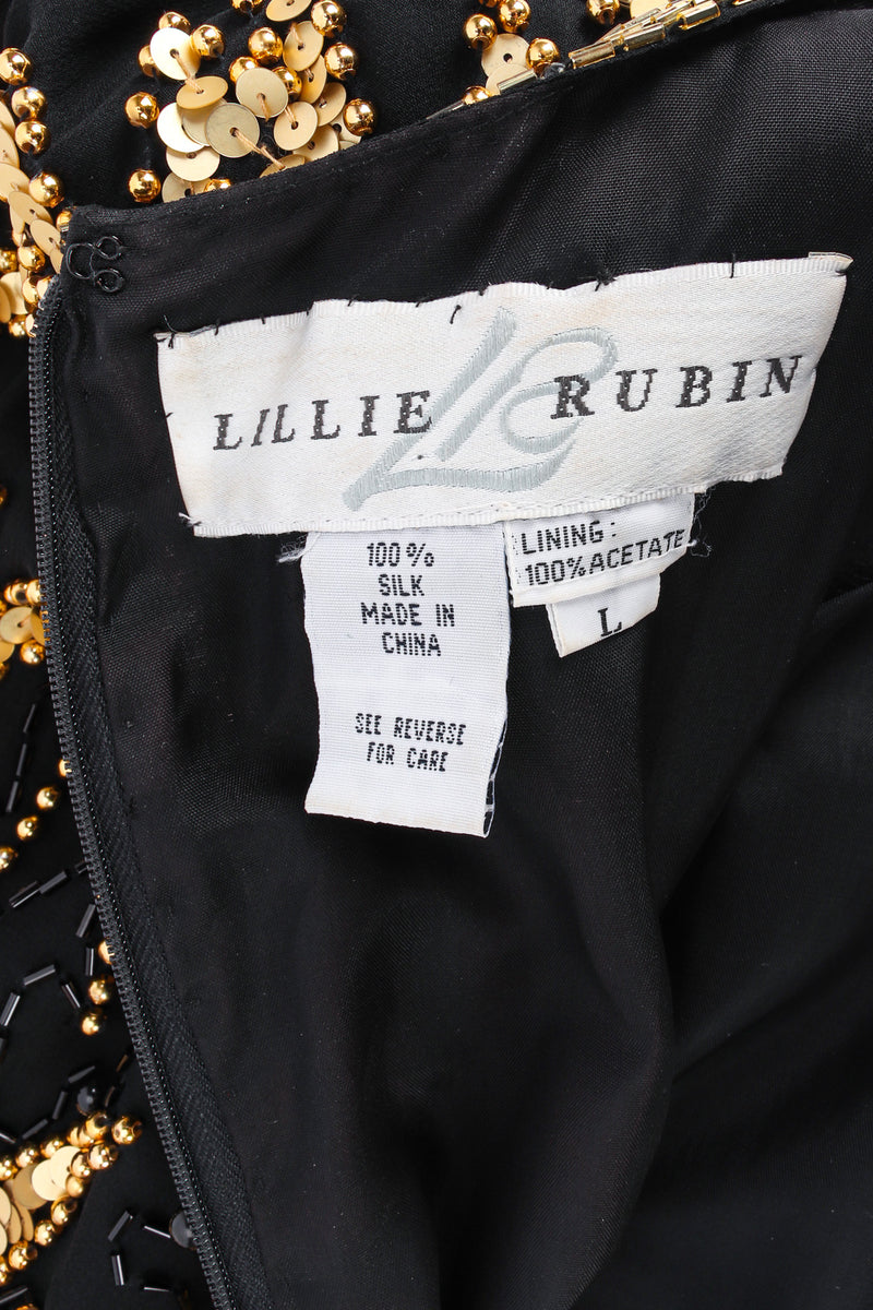 Vintage Lillie Rubin Star Beaded Fringe Silk Dress tag @ Recess LA