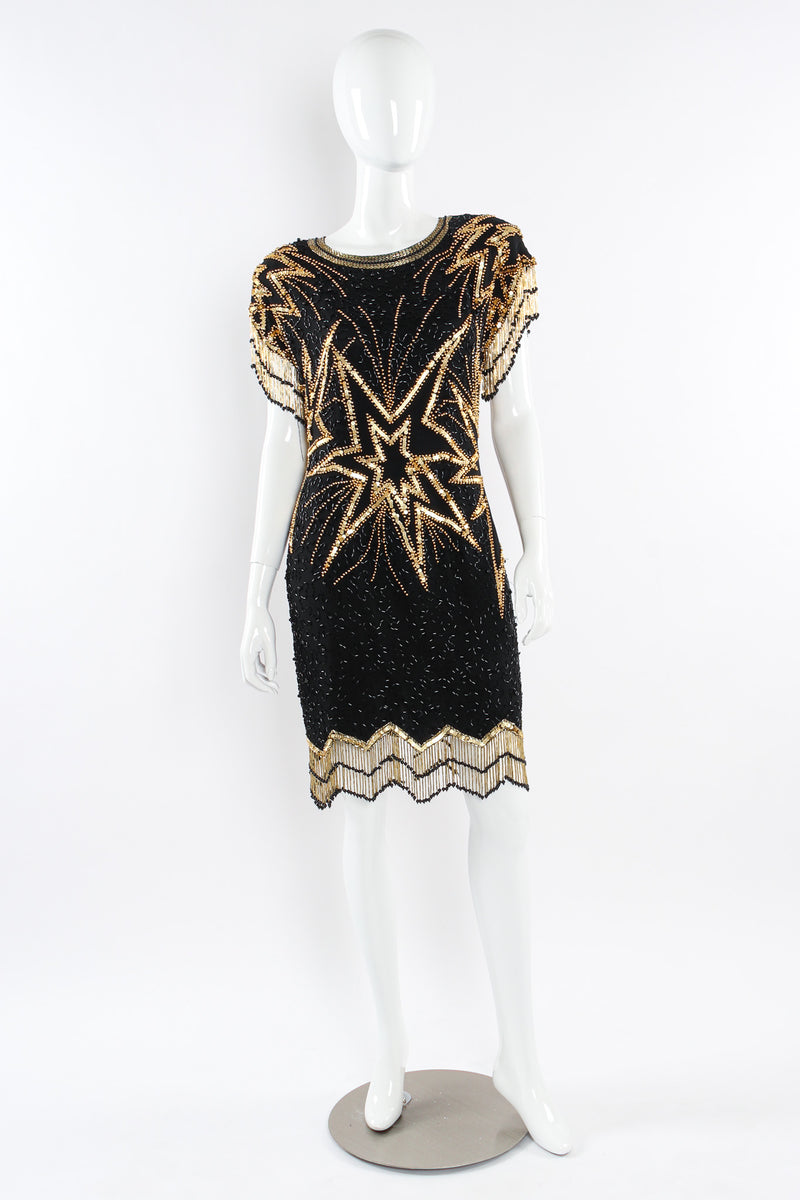 Vintage Lillie Rubin Star Beaded Fringe Silk Dress Recess Vintage Lillie Rubin Star Beaded Fringe Silk Dress Recess