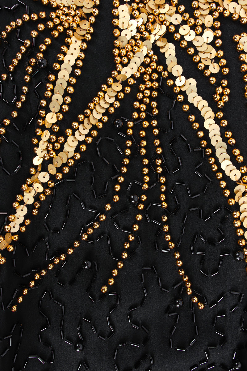 Vintage Lillie Rubin Star Beaded Fringe Silk Dress beadwork/sequin close @ Recess LA