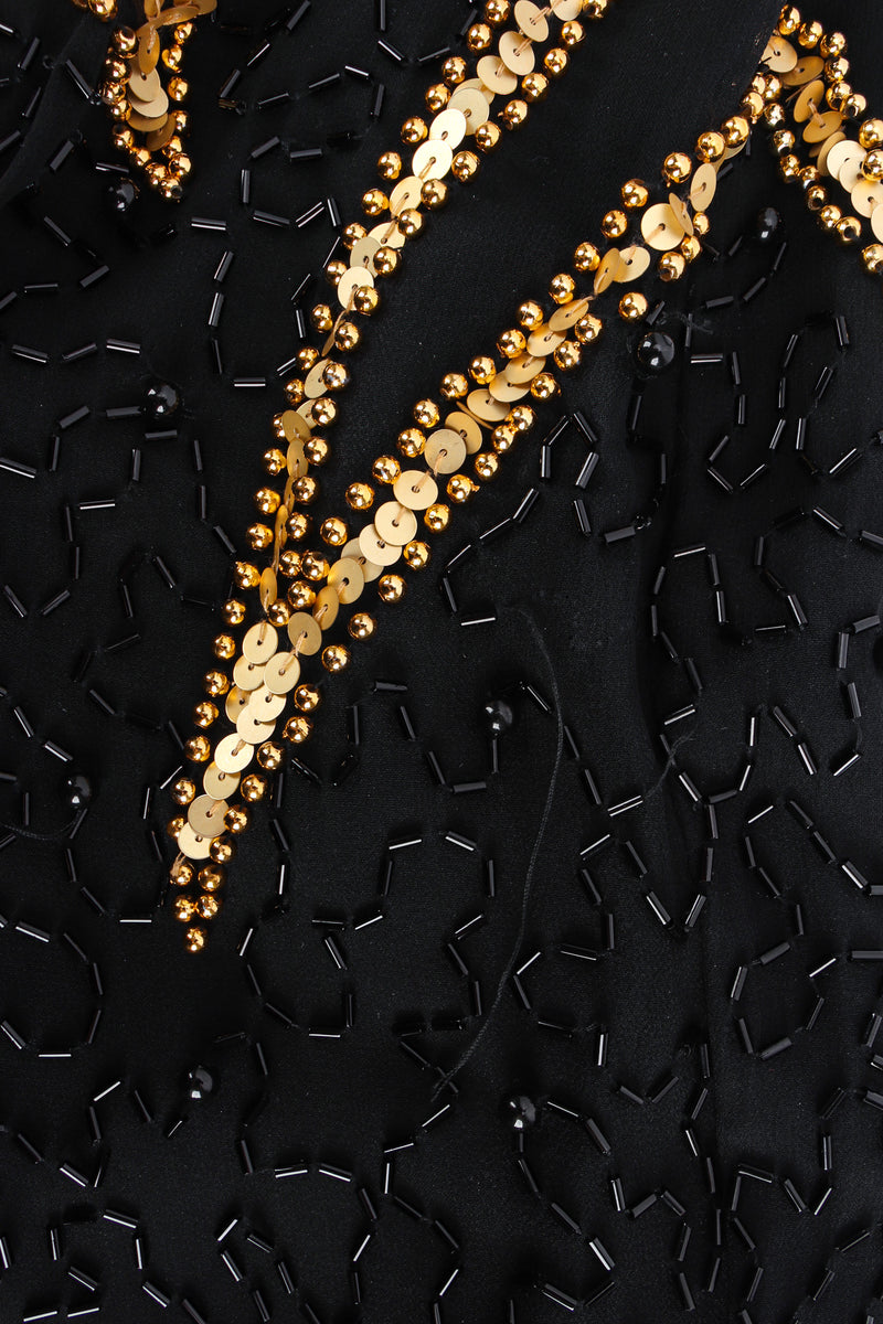 Vintage Lillie Rubin Star Beaded Fringe Silk Dress loose thread/missing bead @ Recess LA