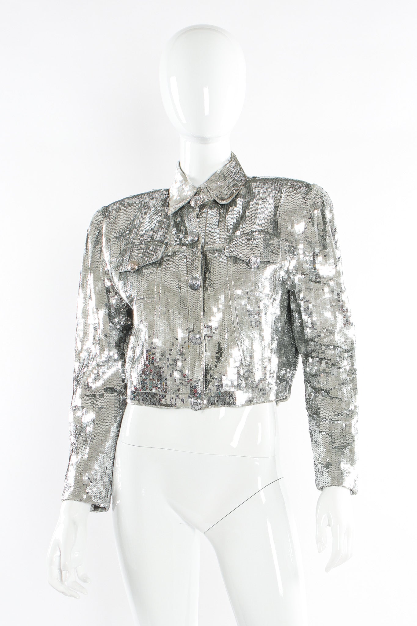 Vintage Lillie Rubin Sequin & Beaded Crop Jacket mannequin front @ Recess LA