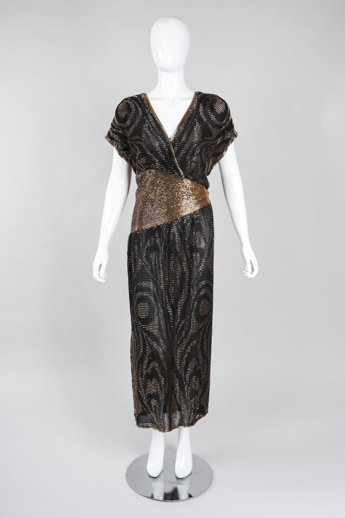 Vintage Lillie Rubin Beaded Kimono Sleeve Gown  Recess