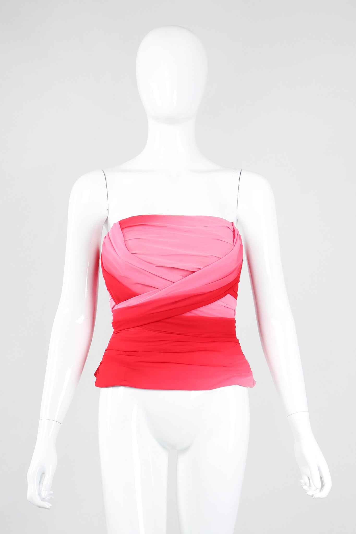 Recess Los Angeles Vintage Lillie Rubin Ombré Pleated Convertible Chiffon Bustier Top