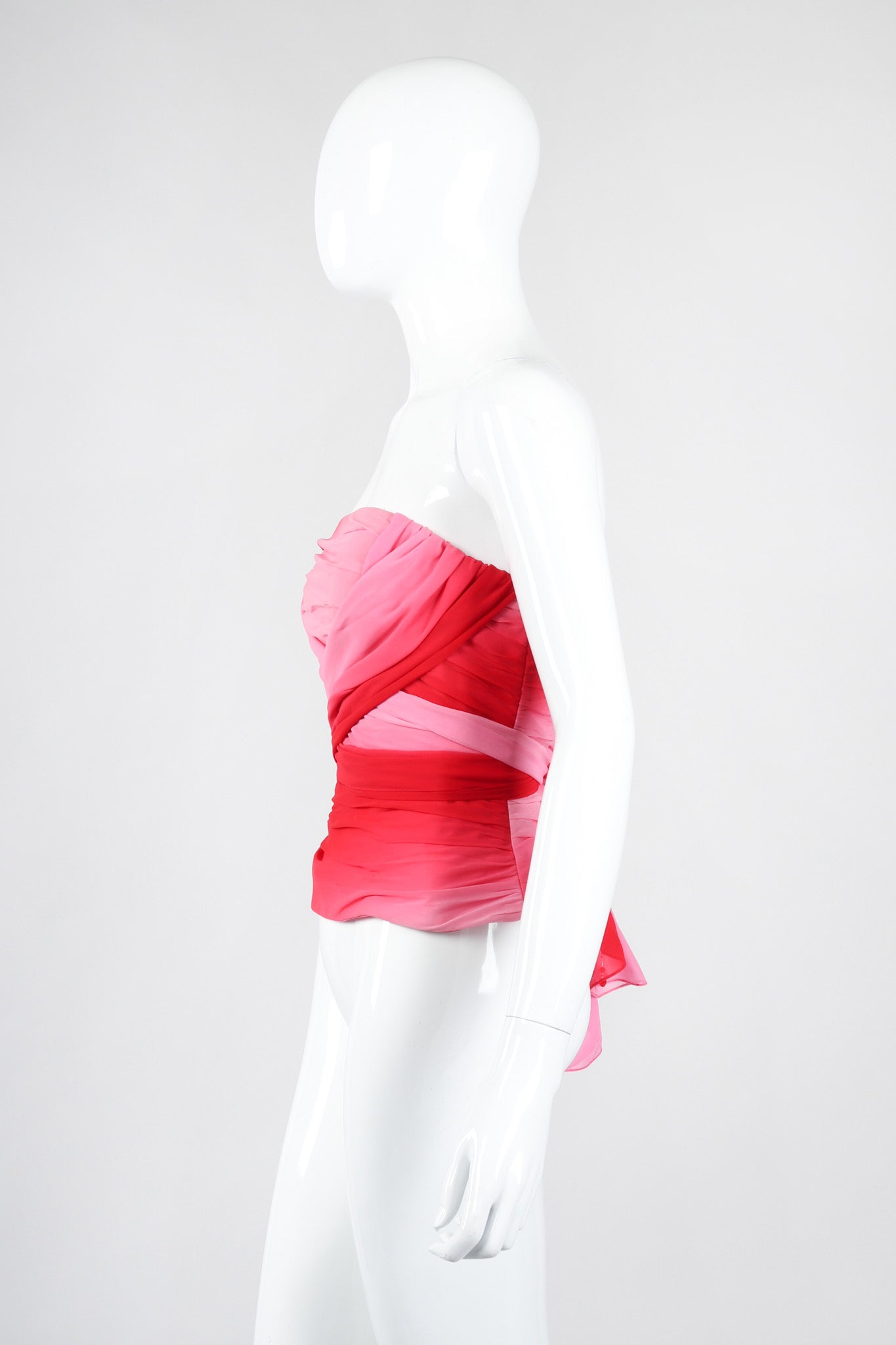Recess Los Angeles Vintage Lillie Rubin Ombré Pleated Convertible Chiffon Bustier Top