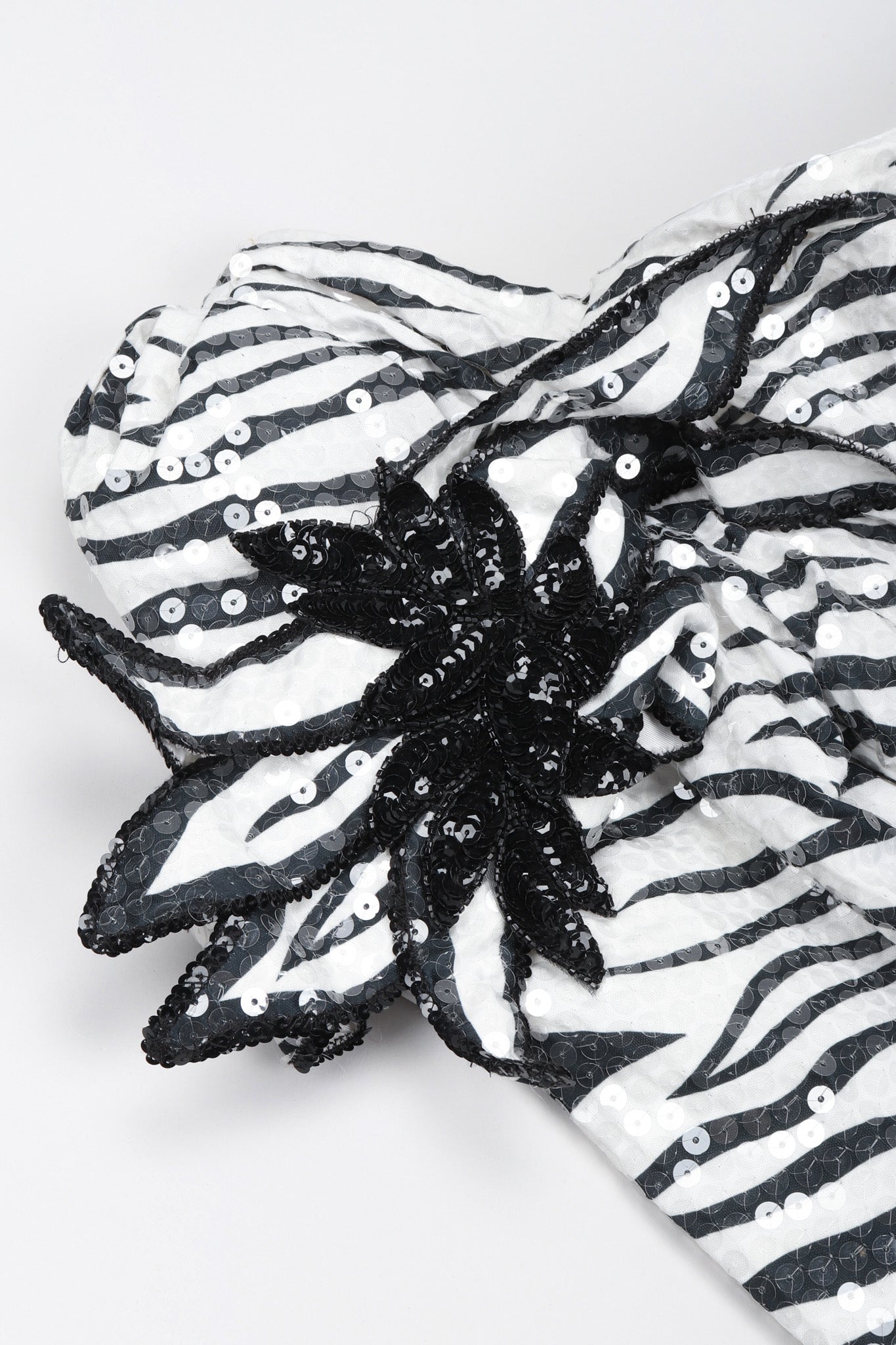 Recess Los Angeles Vintage Lillie Rubin One-Shoulder Zebra Sequin Gown