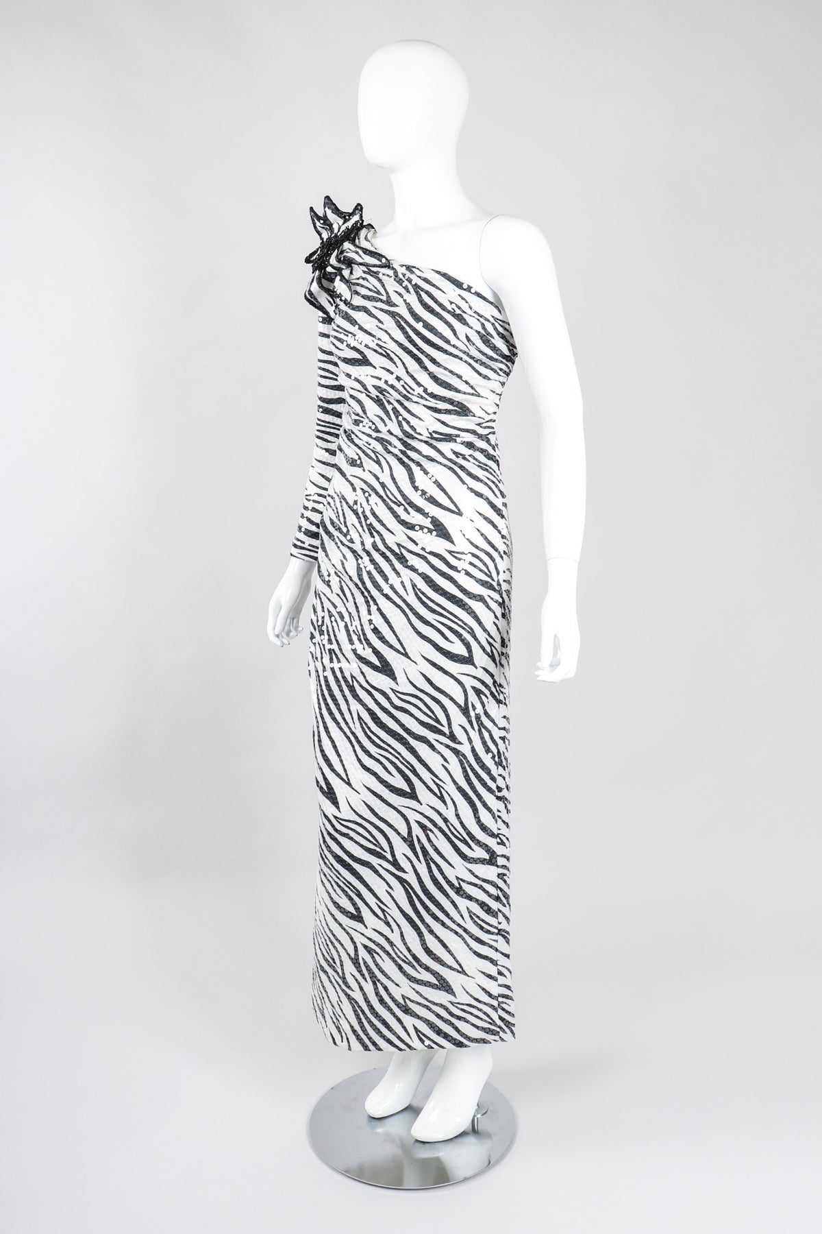 Vintage Lillie Rubin One-Shoulder Zebra Sequin Gown – Recess