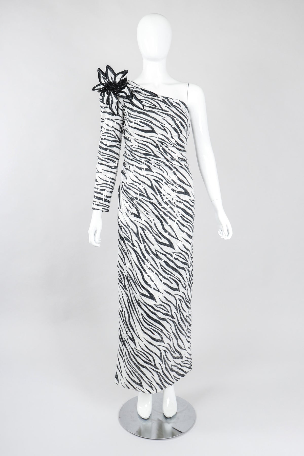 michael kors zebra sequin dress Celine By Michael Kors Runway Zebra Patterned Sequins and Lace Slip Dress, FW2003 at 1stDibs