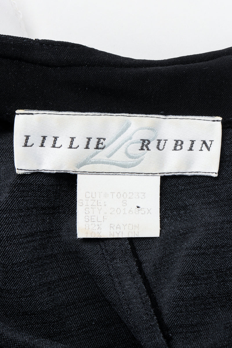 Vintage Lillie Rubin label on black fabric