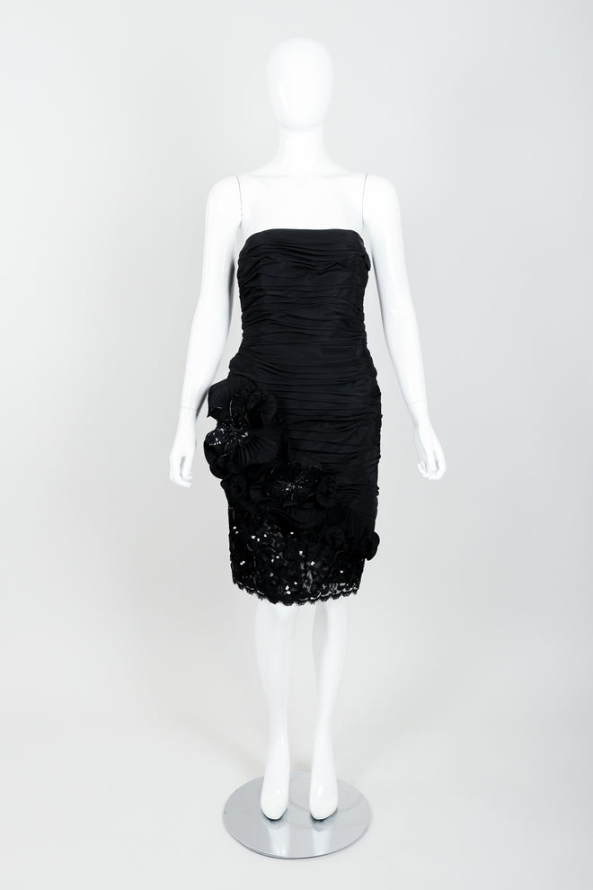 Vintage Lillie Rubin Flower Ruched Cocktail Dress Front at Recess LA
