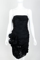 Vintage Lillie Rubin Flower Ruched Cocktail Dress Front at Recess LA