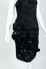 Vintage Lillie Rubin Flower Ruched Cocktail Dress Angle Crop at Recess LA