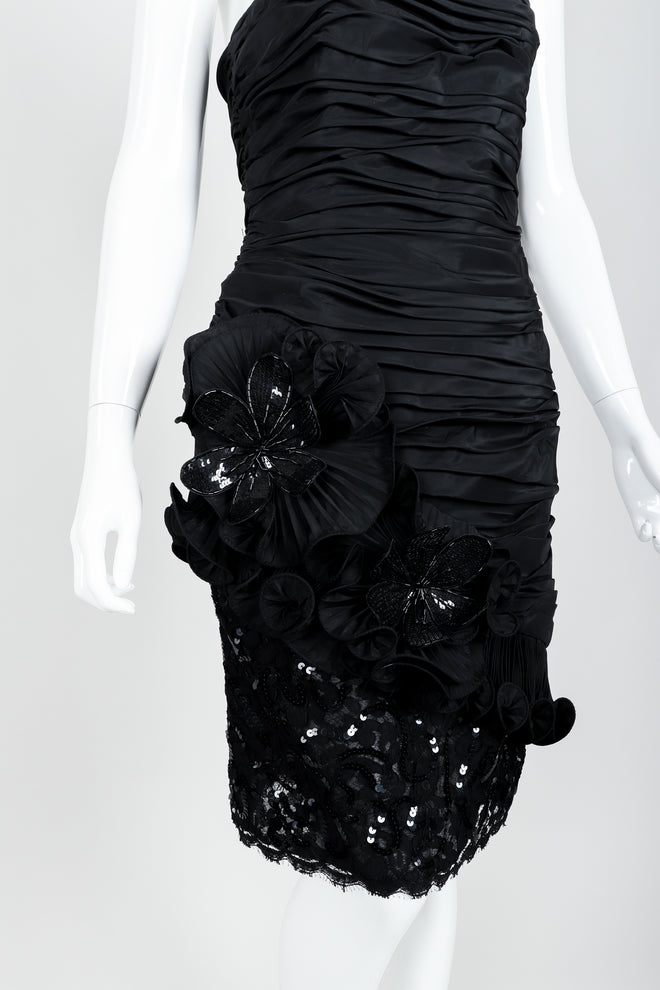 Vintage Lillie Rubin Flower Ruched Cocktail Dress Angle Crop at Recess LA