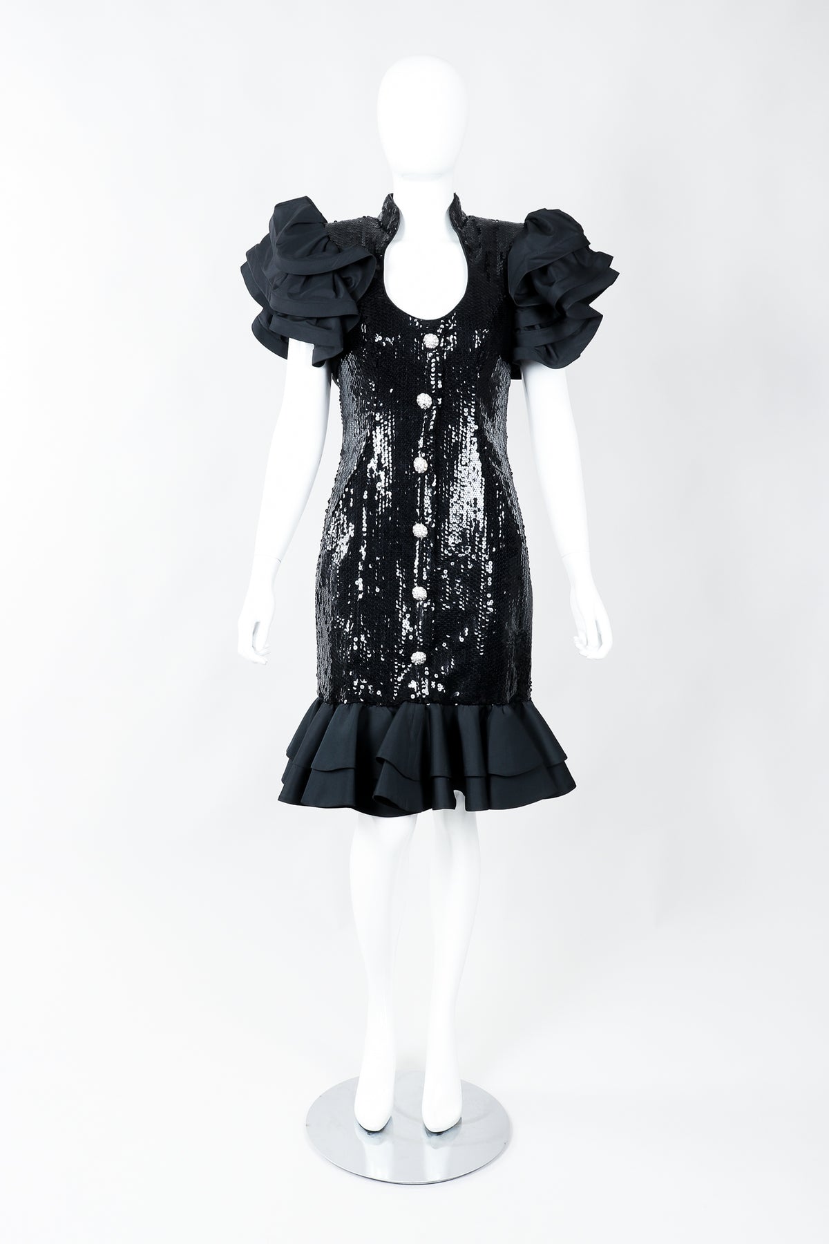 lillie rubin sequin dress Vintage Lillie Rubin Sequin Ruffle Shoulder Dress – Recess