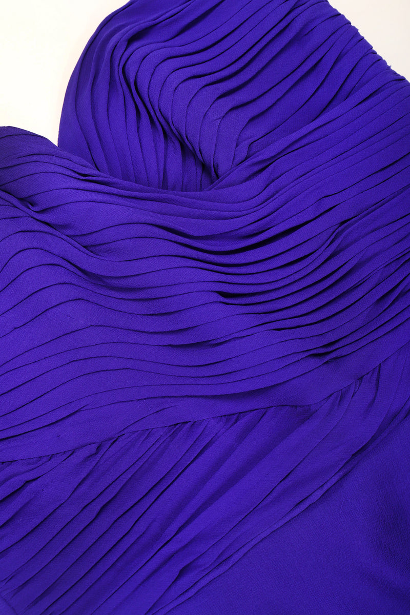 Recess Los Angeles Vintage Lillie Rubin Electric Purple Silk Chiffon Strapless Sheath