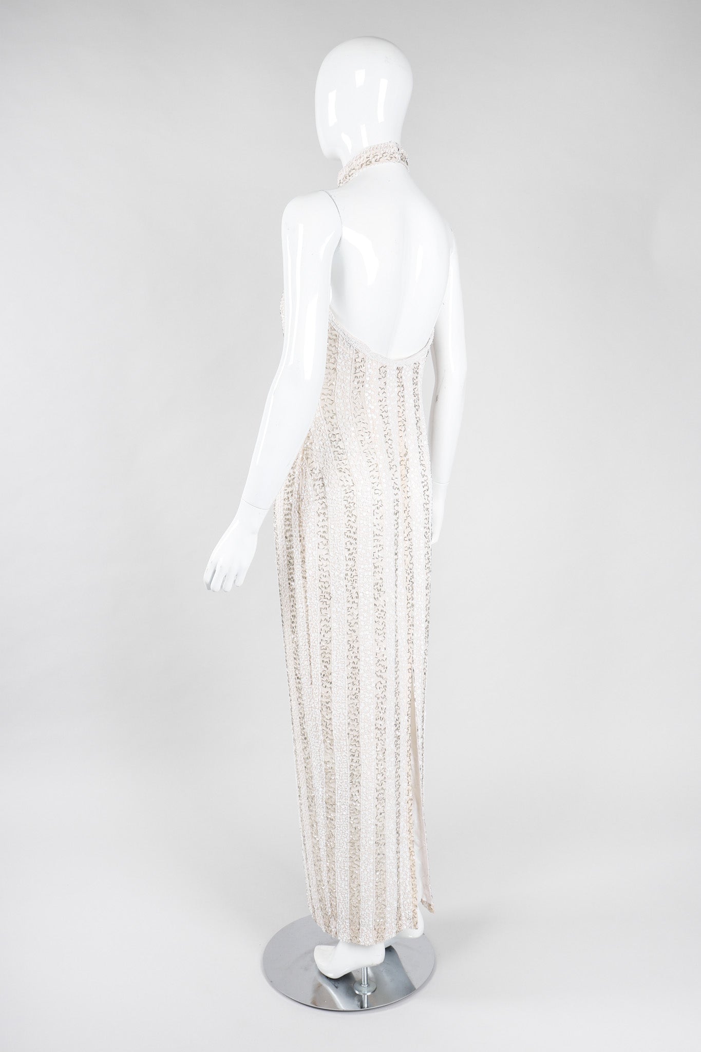 Recess Los Angeles Vintage Lillie Rubin Old Hollywood Beaded Halter Column Sheath Gown