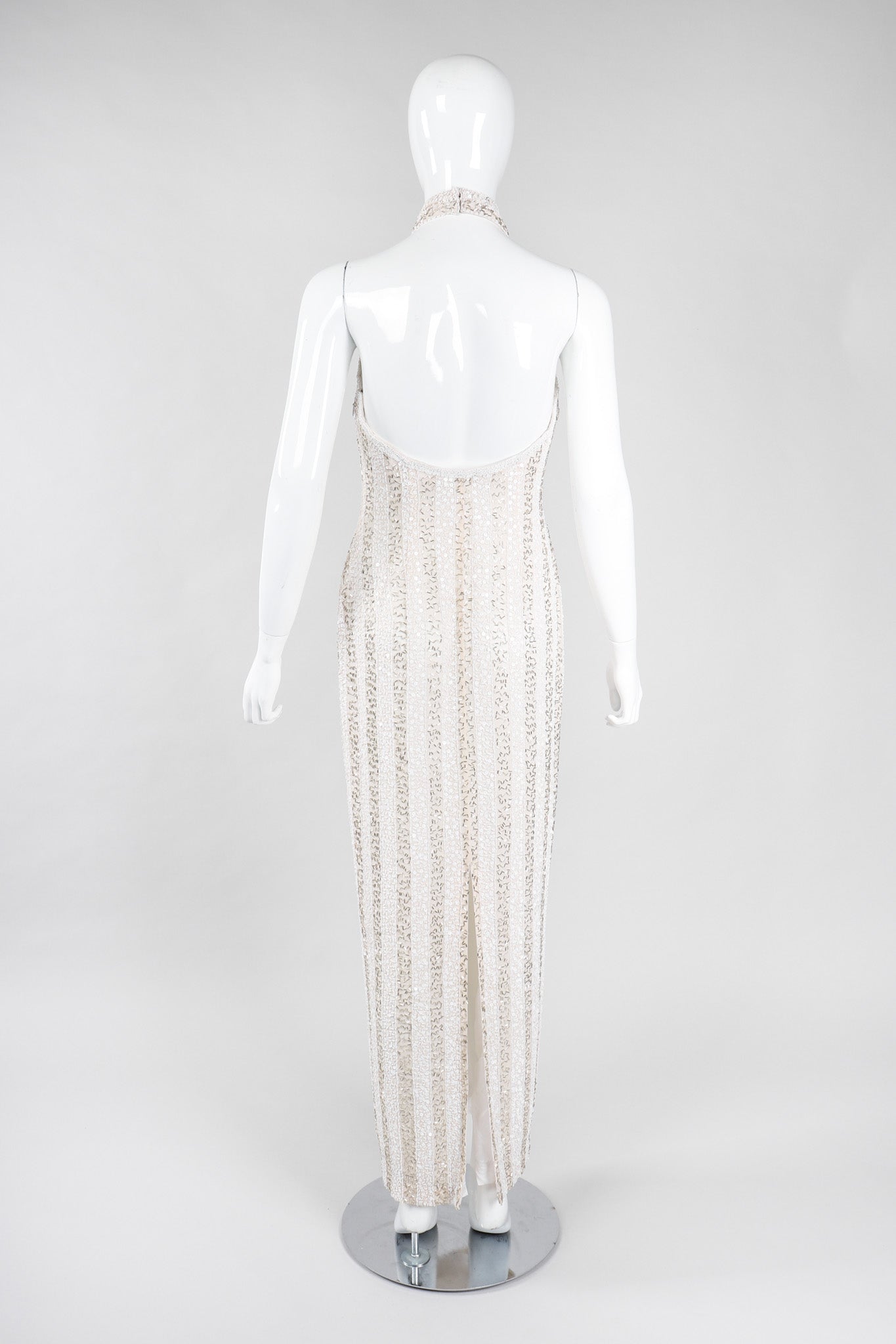 Recess Los Angeles Vintage Lillie Rubin Old Hollywood Beaded Halter Column Sheath Gown