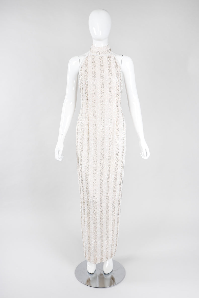 Vintage Lillie Rubin Old Hollywood Beaded Halter Column Sheath Gown – Recess