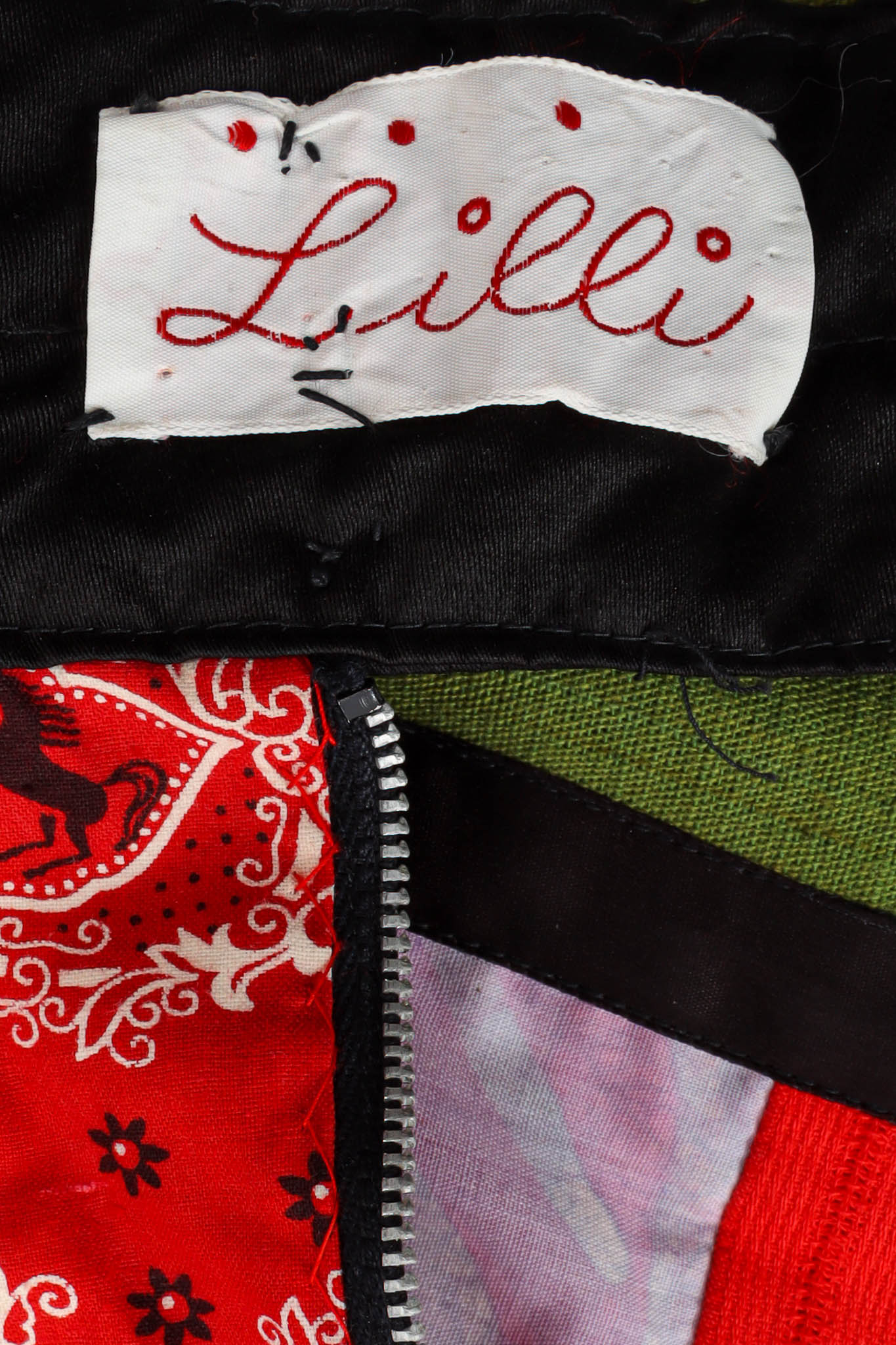 Vintage Lilli Mixed Patchwork Skirt tag @ Recess Los Angeles