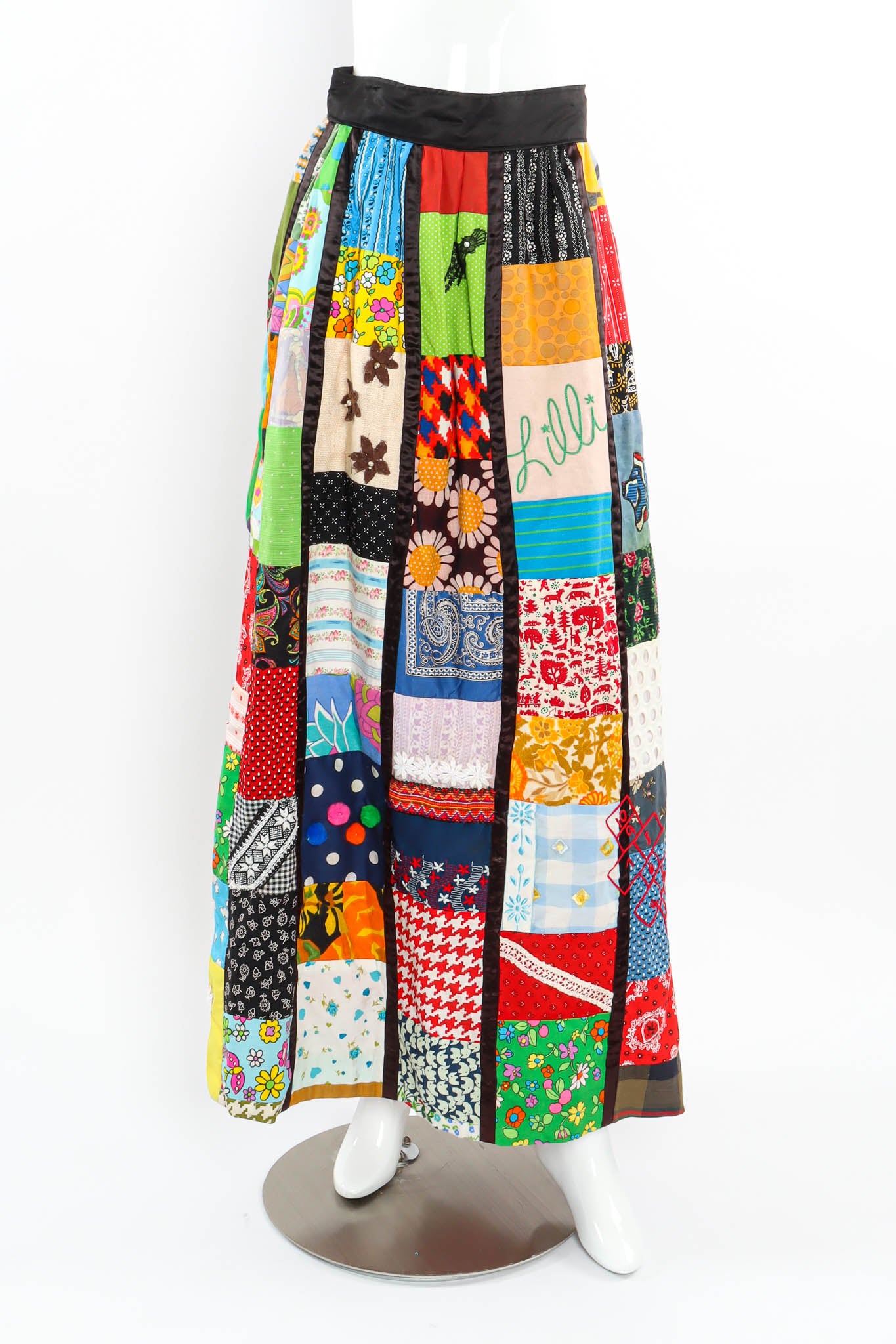 Vintage Lilli Mixed Patchwork Skirt mannequin front @ Recess Los Angeles