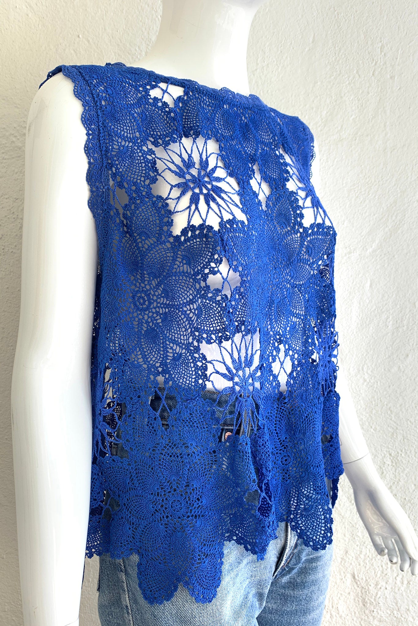 Vintage Lim's Crochet Lace Swing Top on Mannequin Angle at Recess Los Angeles