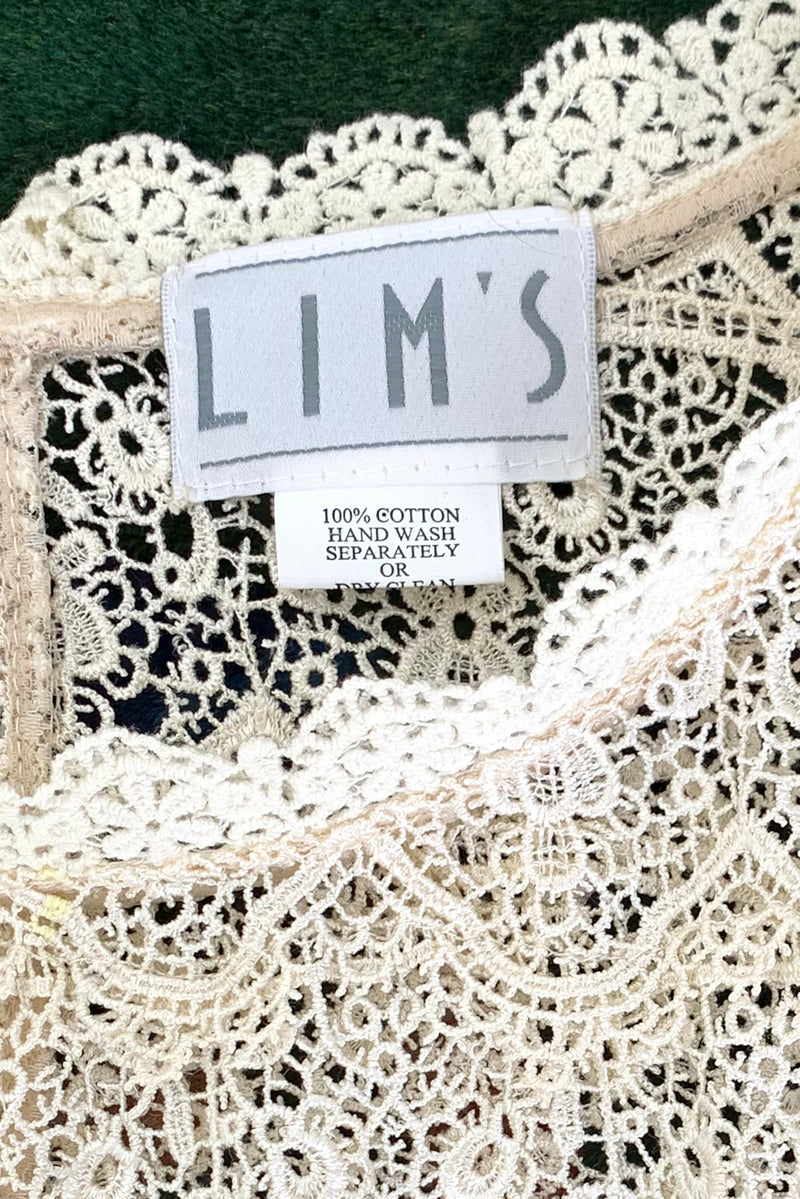 Vintage Lims Sheer Crochet Lace Shell label at Recess Los Angeles