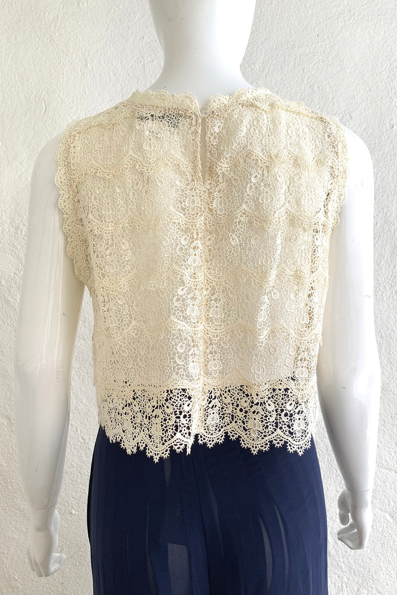 Vintage Lims Sheer Crochet Lace Shell on Mannequin back at Recess Los Angeles