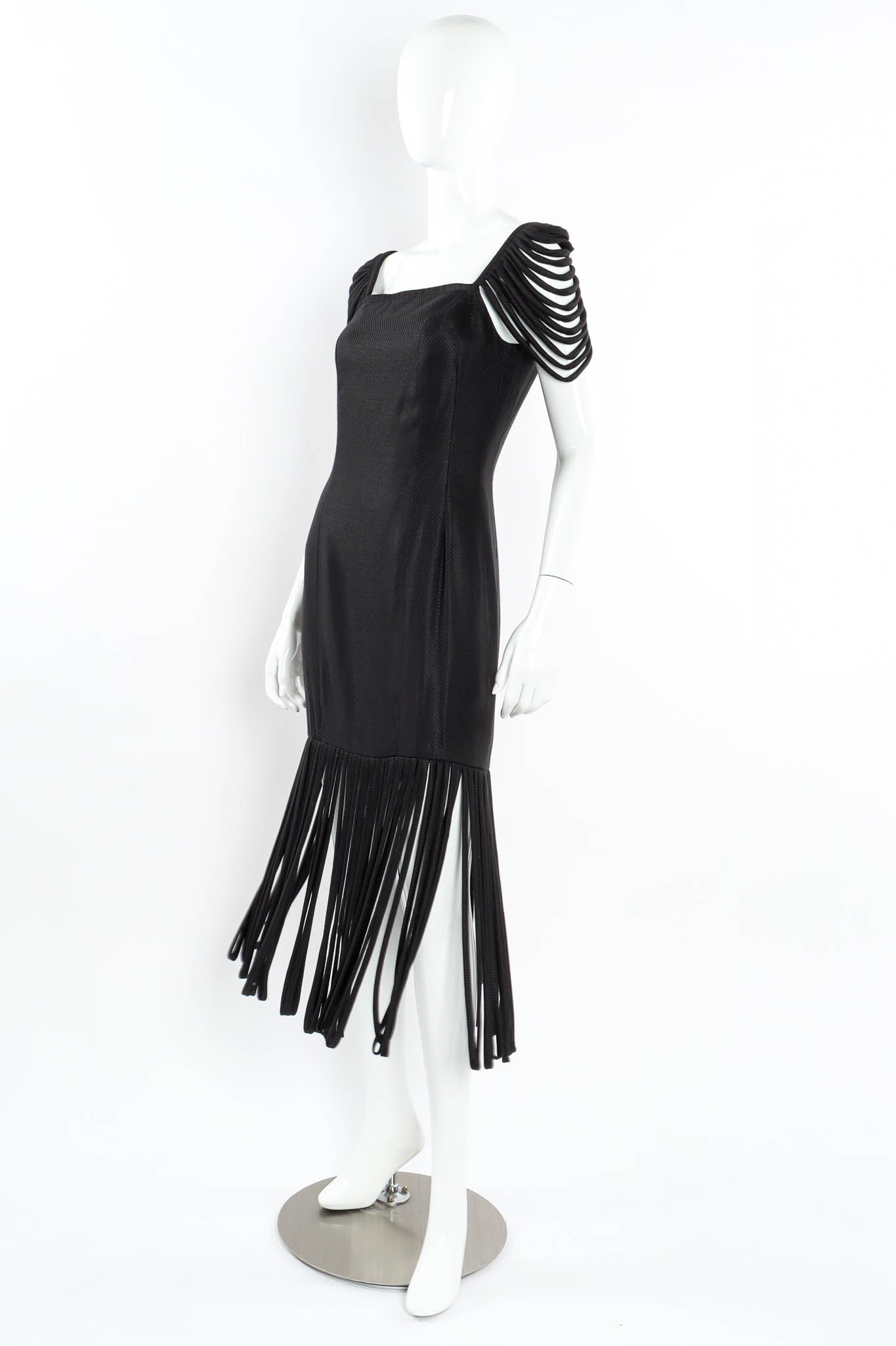 Vintage Linda Segal Looped Fringe Dress mannequin angle fringe action @ Recess Los Angeles