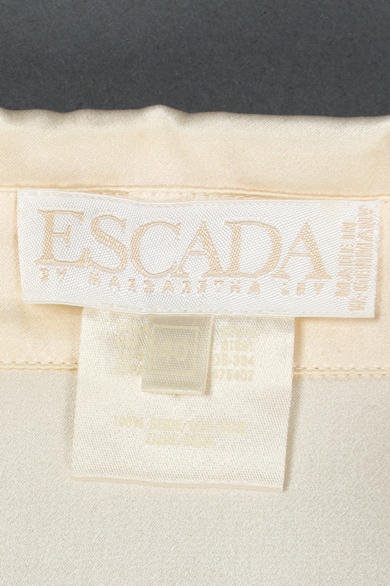 Vintage Escada Lion King Print Silk Shirt label at Recess Los Angeles