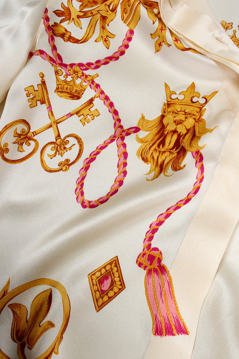 Vintage Escada Lion King Print Silk Shirt on Mannequin fabric detail at Recess Los Angeles