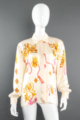 Vintage Escada Lion King Print Silk Shirt on Mannequin front at Recess Los Angeles