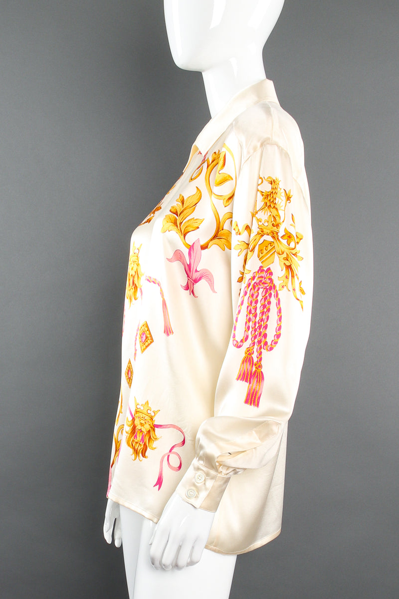 Vintage Escada Lion King Print Silk Shirt on Mannequin side at Recess Los Angeles