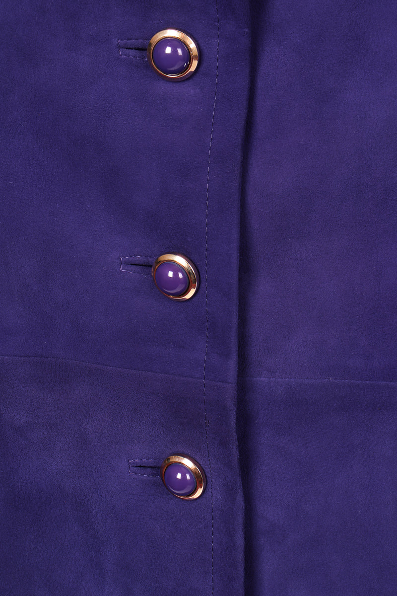 Vintage Loewe A-Line Suede Button Skirt button detail at Recess Los Angeles